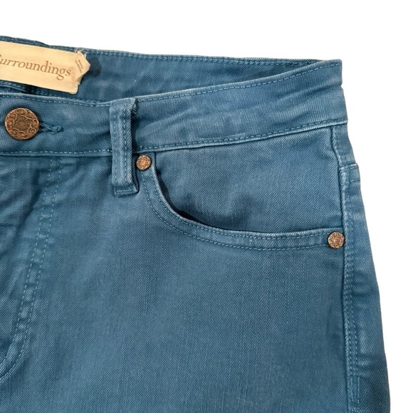 Soft Surroundings Women's High Rise Slim Jeans 8T Teal Blue Cotton Stretch - Picture 4 of 9